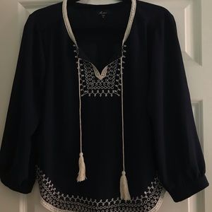 Navy Embroidered Tunic